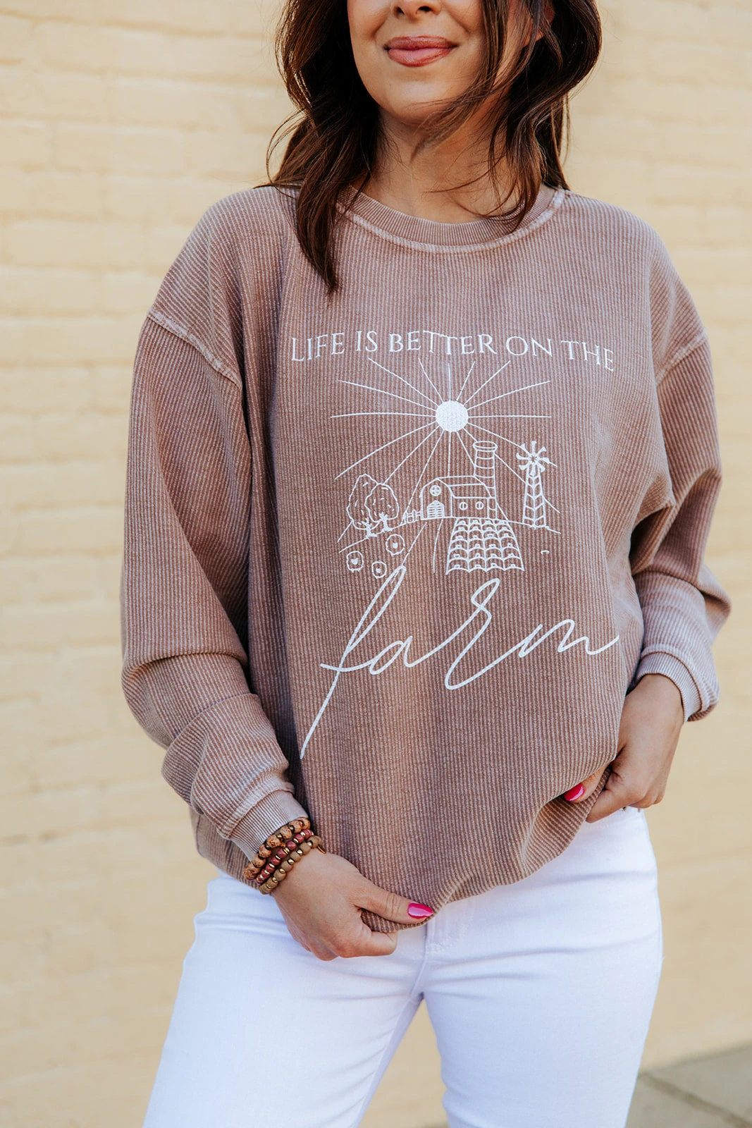 Life Is Better On The Farm Ribbed Graphic Crewneck 1 Life Is Better On The Farm Ribbed Graphic Crewneck