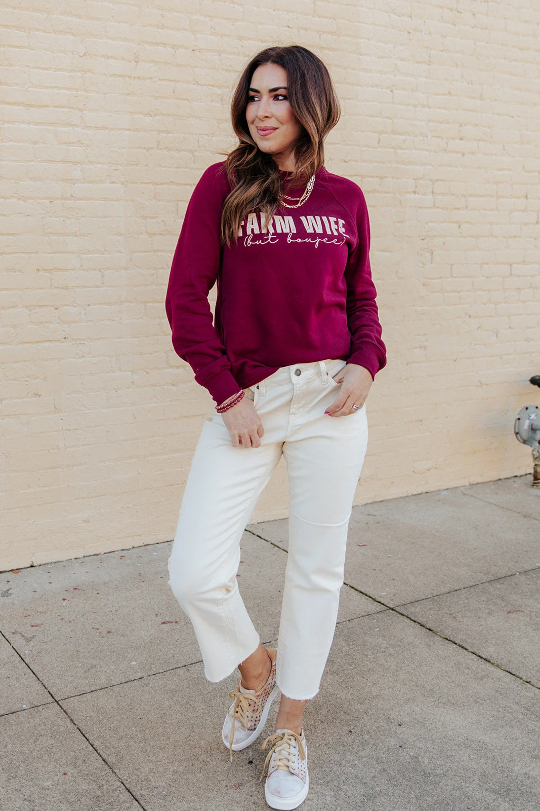 Farm Wife But Boujee Cursive Graphic Crewneck 4 Farm Wife But Boujee Cursive Graphic Crewneck - Image 4