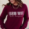 Farm Wife But Boujee Cursive Graphic Crewneck