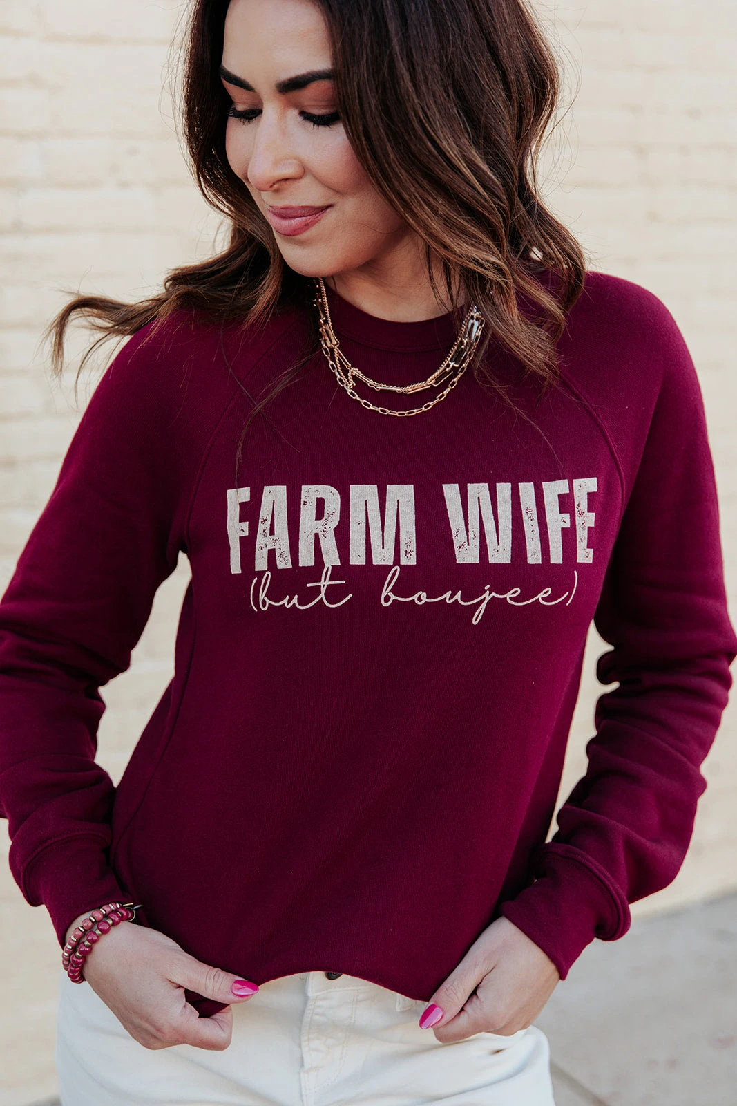 Farm Wife But Boujee Cursive Graphic Crewneck 1 Farm Wife But Boujee Cursive Graphic Crewneck
