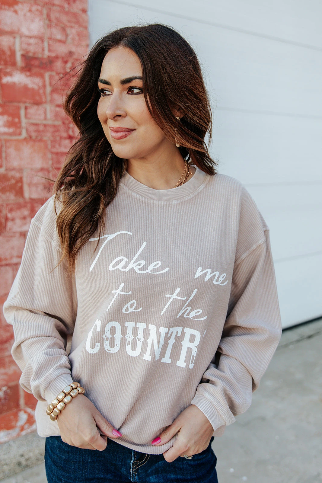 Take Me To The Country Ribbed Graphic Crewneck 1 Take Me To The Country Ribbed Graphic Crewneck