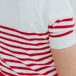 Striped Bottom Half Sleeve Knit Tee -Women's Clothing Store 0P1A1051