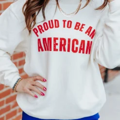Proud To Be An American Ribbed Graphic Crewneck