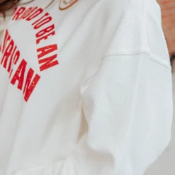 Proud To Be An American Ribbed Graphic Crewneck -Women's Clothing Store 0P1A1348