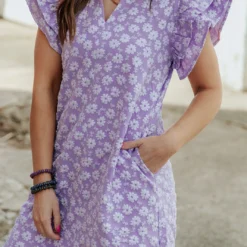 Embroidered Daisies Double Flutter Dress