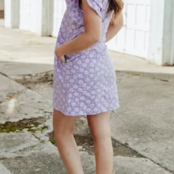 Embroidered Daisies Double Flutter Dress -Women's Clothing Store 0P1A1449