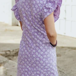 Embroidered Daisies Double Flutter Dress -Women's Clothing Store 0P1A1454