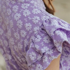 Embroidered Daisies Double Flutter Dress -Women's Clothing Store 0P1A1455