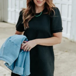 Subtle Argyle Puff Sleeve Dress 22 Subtle Argyle Puff Sleeve Dress -Women's Clothing Store 0P1A1878