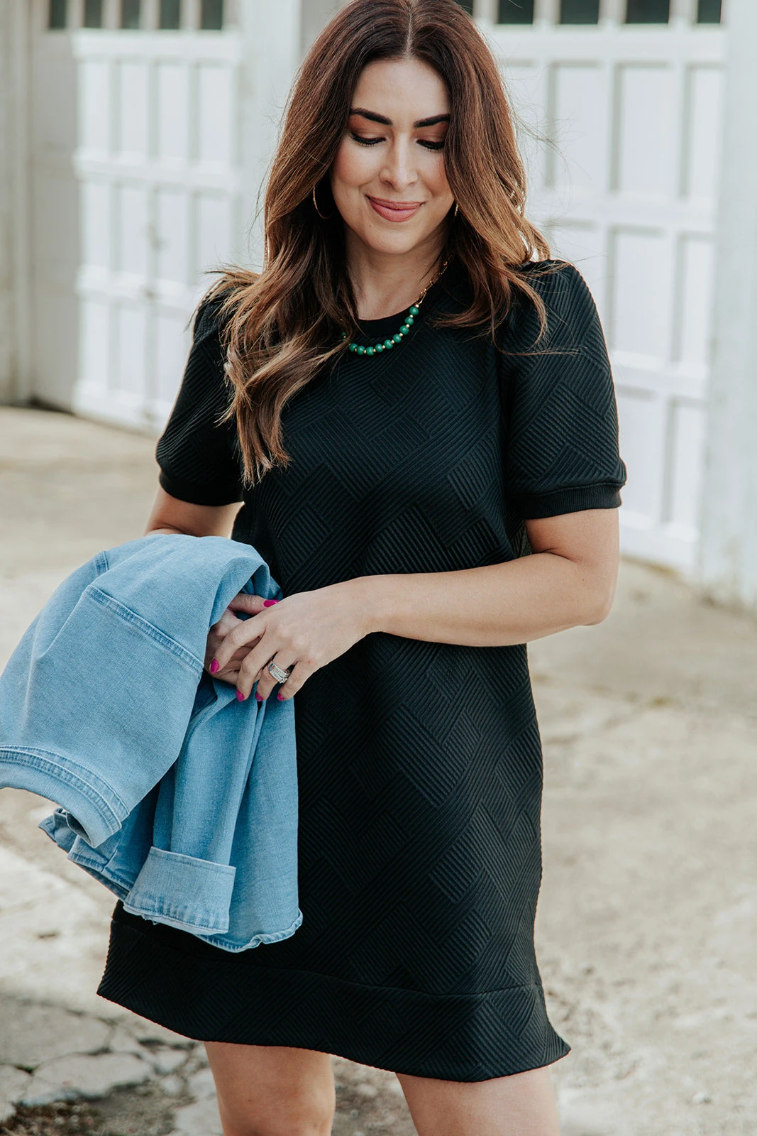 Subtle Argyle Puff Sleeve Dress 3 Subtle Argyle Puff Sleeve Dress - Image 3