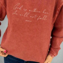 God Is Within Her Ribbed Graphic Crewneck