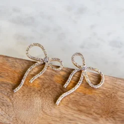 Sparkle On Top Bow Stud Earrings