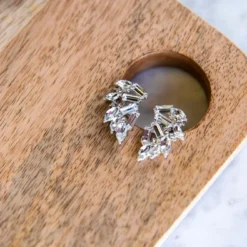 Silver Tipped Gem Stud Earrings