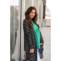 Thin Striped Tunic Cardigan