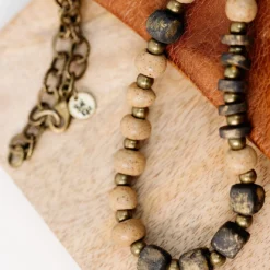 Bel Koz Mixed Charcoal Squared Single Clay Necklace -Women's Clothing Store 225A2508