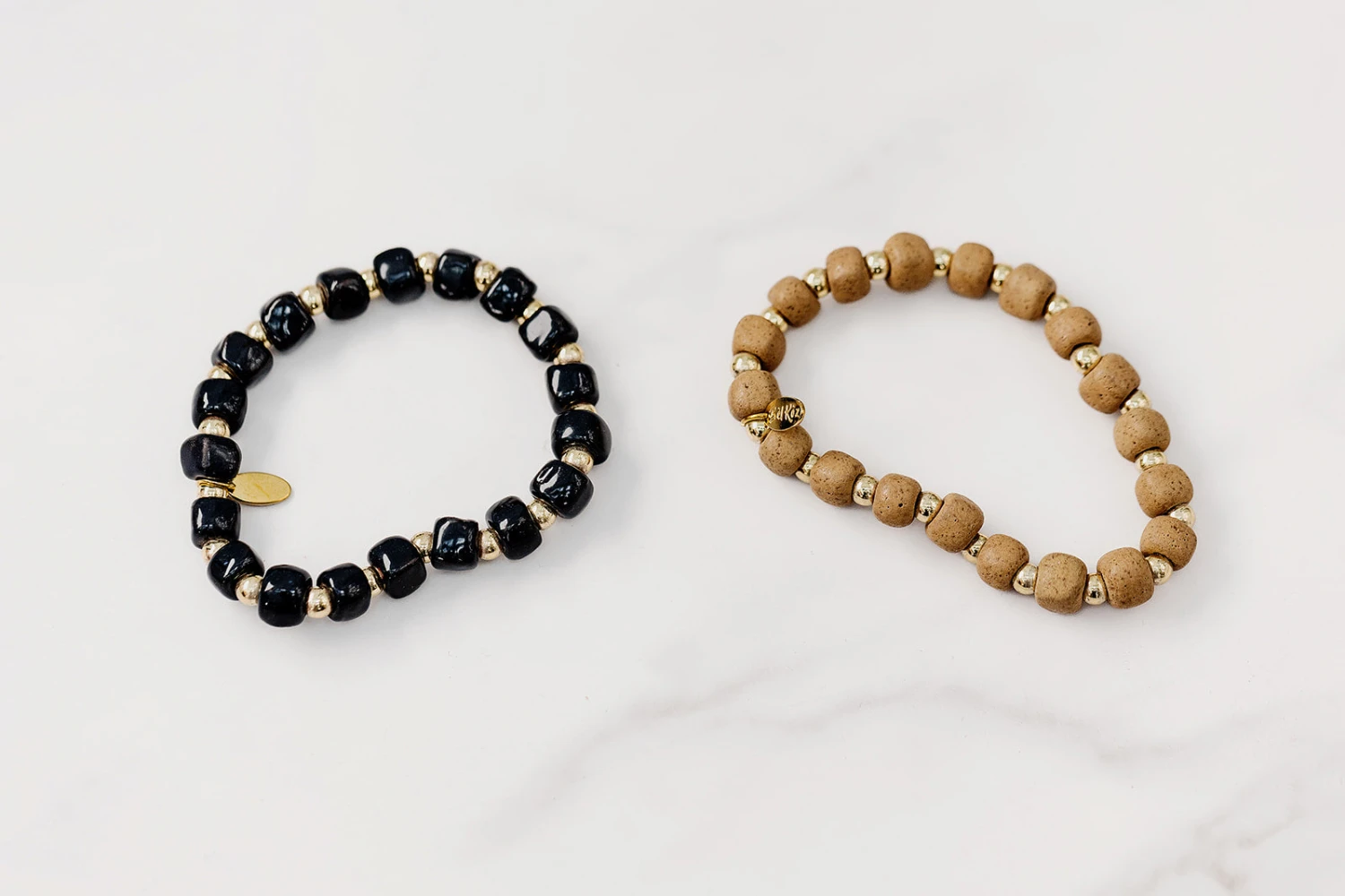 Bel Koz Gold Squared Bead Clay Bracelet 2 Bel Koz Gold Squared Bead Clay Bracelet - Image 2