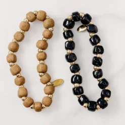 Bel Koz Gold Squared Bead Clay Bracelet