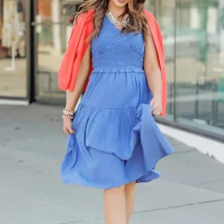 Ruched Top Tank Midi Dress -Women's Clothing Store 225A3163