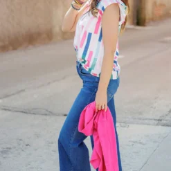 Color Block Stripes Cinched Blouse 31 Color Block Stripes Cinched Blouse -Women's Clothing Store 225A3258