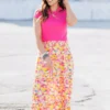 Watercolor Ruffled Maxi Skirt