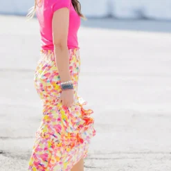 Watercolor Ruffled Maxi Skirt -Women's Clothing Store 225A3796