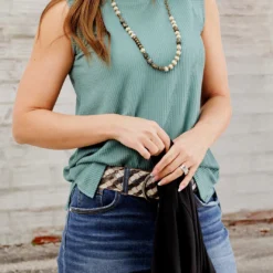 Heavily Ribbed Thick Trim Tank -Women's Clothing Store 225A8688