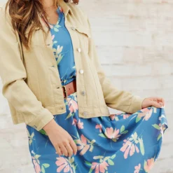 Painted Petals Ruffle Trim Dress 38 Painted Petals Ruffle Trim Dress -Women's Clothing Store 225A9240