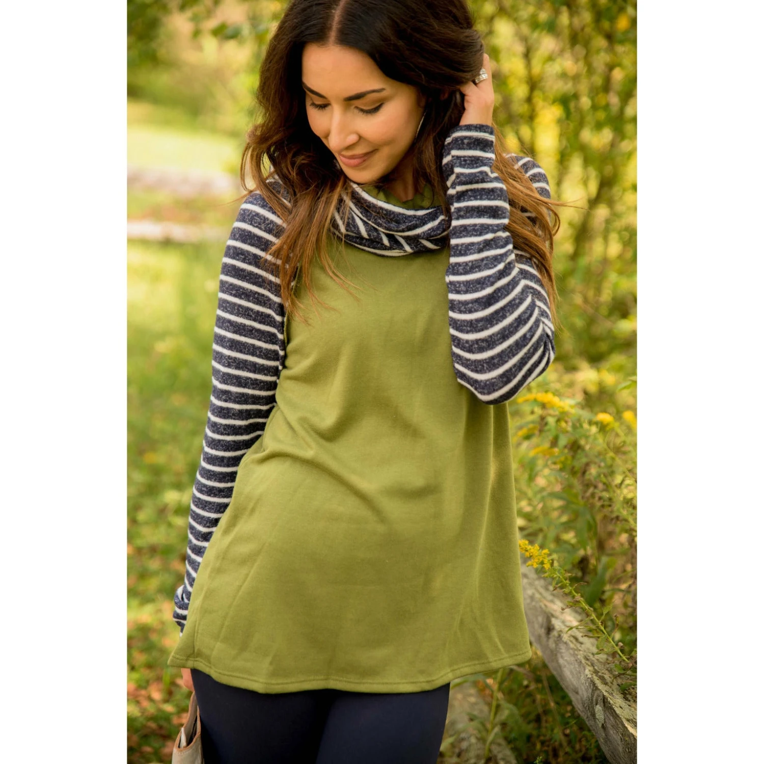 Striped Sleeve Cowl Neck 5 Striped Sleeve Cowl Neck - Image 5