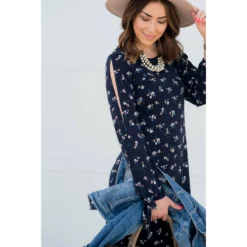 Mini Floral Slit Sleeve Dress -Women's Clothing Store BB 0004