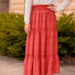 Spotted Tiered Maxi Skirt