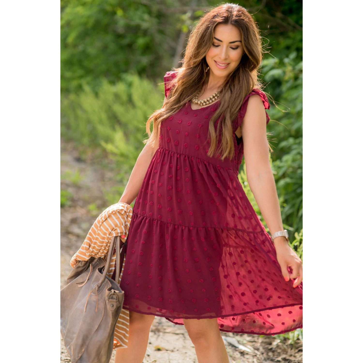 Tiered Textured Dot Dress 1 Tiered Textured Dot Dress