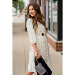 Circle Ruffle Bottom 3/4 Sleeve Dress -Women's Clothing Store BB 0045 b96e8e41 ac1c 48a9 92cf cac9022c6ff5