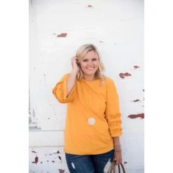 Triple Ruffle Sleeved Tee -Women's Clothing Store BB 0047 602064