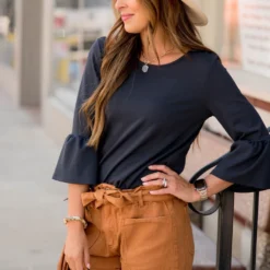 Charcoal Flutter Blouse