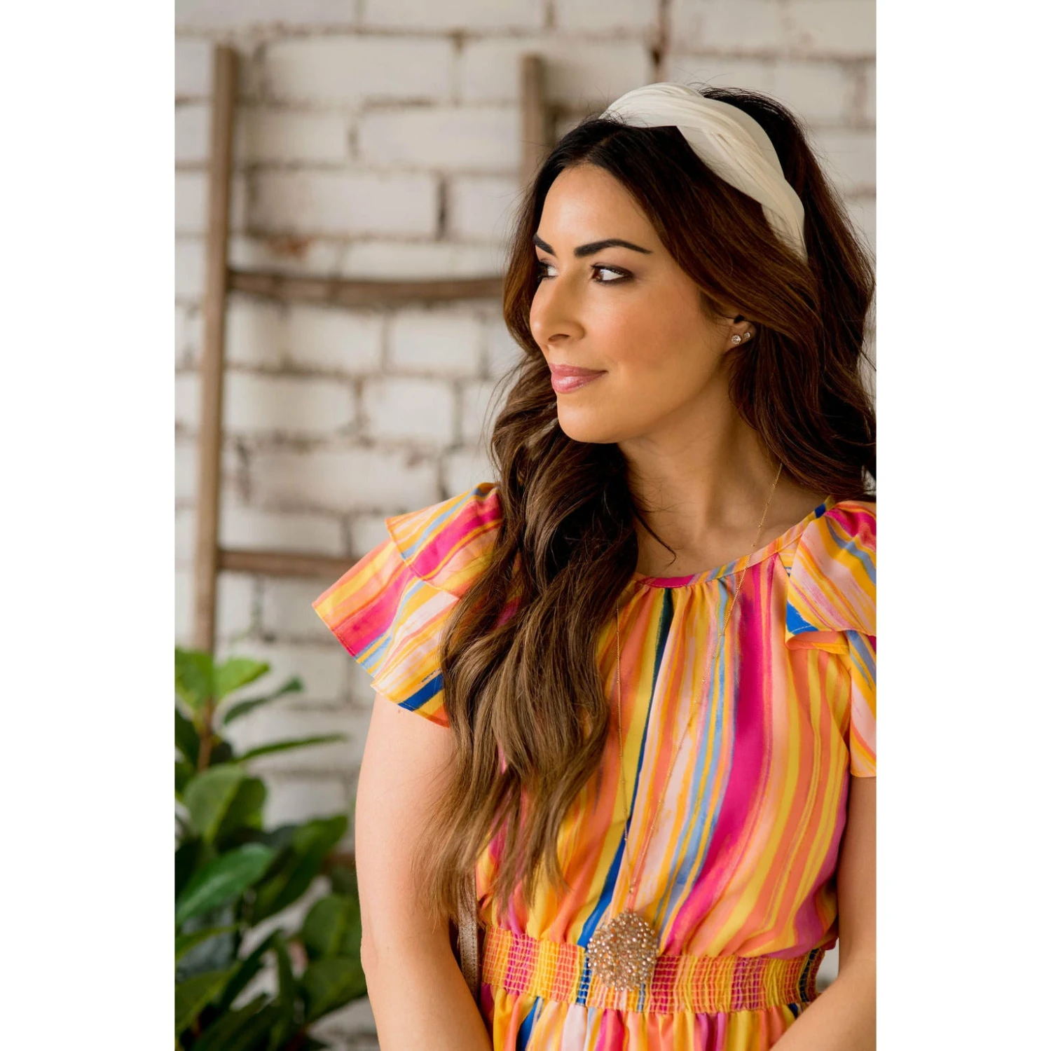 Double Flutter Vertical Watercolor Striped Dress 7 Double Flutter Vertical Watercolor Striped Dress - Image 7