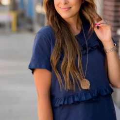 Double Ruffle Accents Tiered Tee -Women's Clothing Store BB 0067 551decb8 2e87 464b 9ea0 c02541224830 703434