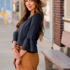 Charcoal Flutter Blouse -Women's Clothing Store BB 0068 b32eaa5f f201 45a0 a963 a7163b1b4672 764279