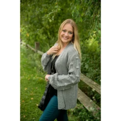 Knitted Detailed Sleeve Cardigan -Women's Clothing Store BB 0084 1