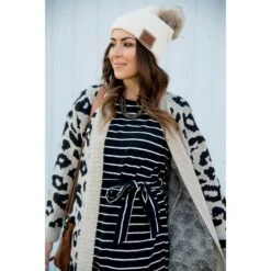 Solid Trimmed Leopard Cardigan -Women's Clothing Store BB 0091 1 31697a86 298f 4733 98dd 1c4e10b3f69f