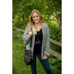 Knitted Detailed Sleeve Cardigan -Women's Clothing Store BB 0097