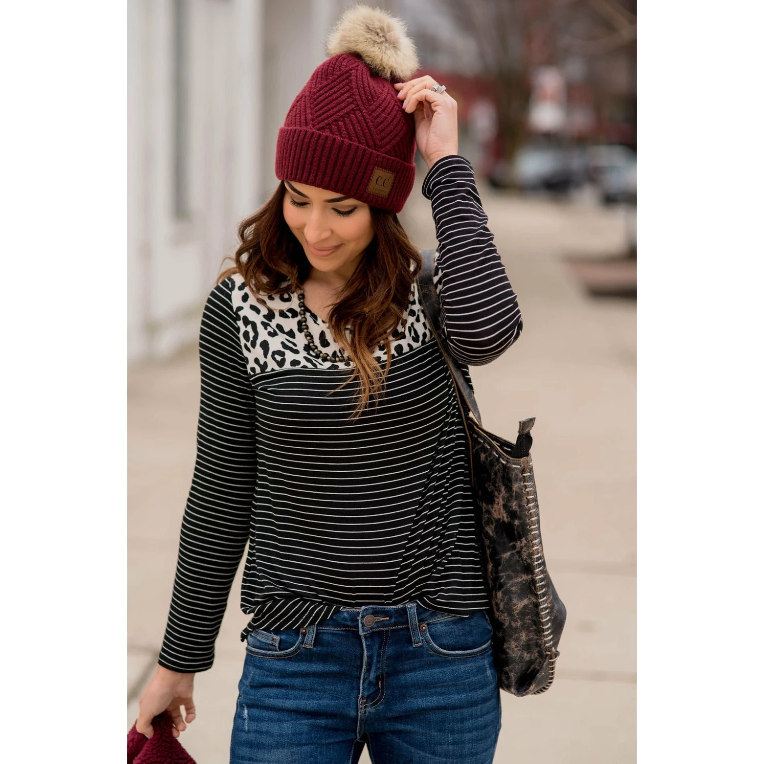 Leopard Top Striped Long Sleeve 1 Leopard Top Striped Long Sleeve