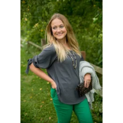 Bow Accent Blouse -Women's Clothing Store BB 0130 ec60cb2d 14d4 4596 9a71 83cddf4afa6a