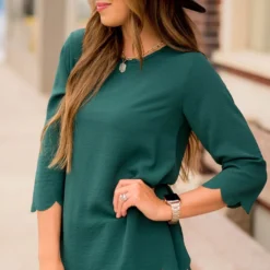 Lightweight Scalloped 3/4 Sleeve Blouse -Women's Clothing Store BB 0135 bfb801c6 a256 4aa3 8408 d23b8452d5cd 551009
