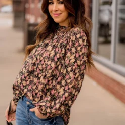 Blossoms Cinched Trim Blouse -Women's Clothing Store BB 0147 4d06e3e7 dc5f 4371 a0a8 f14d44396f51 298174