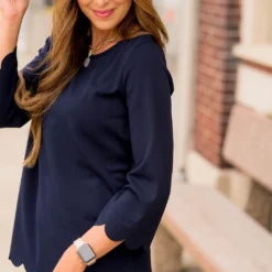 Scalloped Edge 3/4 Sleeve Blouse -Women's Clothing Store BB 0157 1f872bf6 7ed6 4984 b744 229228754f16 846715