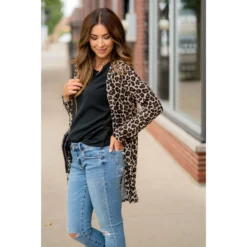 Basic Leopard Tunic Cardigan -Women's Clothing Store BB 0175 757155c4 4cb4 48fa 9e6f c6b4ad5ba74a