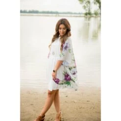 Purple Floral Kimono -Women's Clothing Store BB 0180