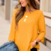 Lightweight Scalloped 3/4 Sleeve Blouse