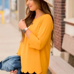 Lightweight Scalloped 3/4 Sleeve Blouse -Women's Clothing Store BB 0190 87e2cae5 ca44 4dbd 87cc f3a4201a2e26 931953