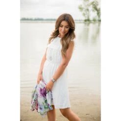 Eyelet Ruffle Trim Bibbed Dress -Women's Clothing Store BB 0192 b50e9387 8d77 4bf8 ba73 2ba1c83e6b9b